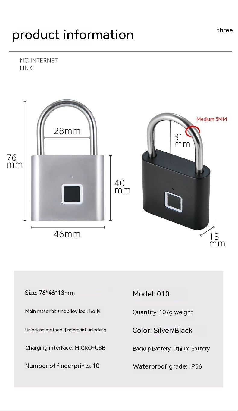 JacobTronics™ Smart Waterproof Household Lock Head Fingerprint Lock