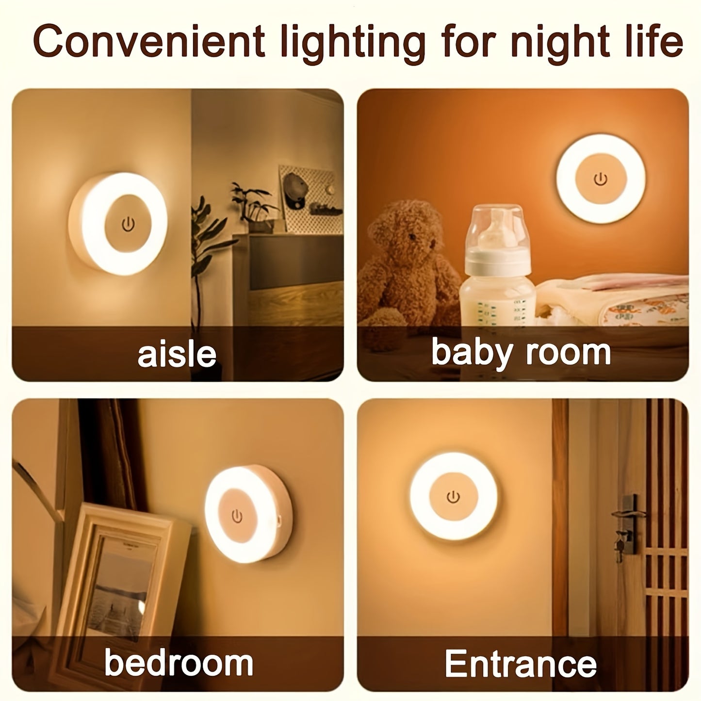 A Touch-Sensitive LED Night Light, Suitable for Bedroom Decoration, Adjustable Brightness, Ideal for Corridors, Bedrooms, Bathrooms, Living Rooms, And Closets (Warm Light/Cool Light).