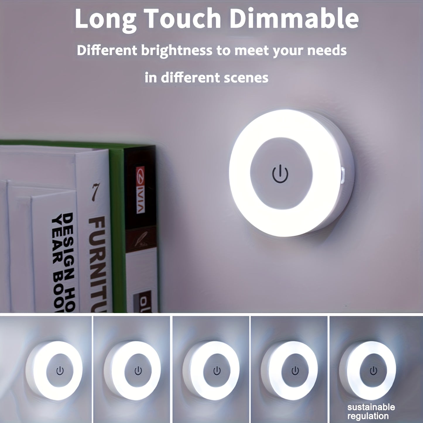 A Touch-Sensitive LED Night Light, Suitable for Bedroom Decoration, Adjustable Brightness, Ideal for Corridors, Bedrooms, Bathrooms, Living Rooms, And Closets (Warm Light/Cool Light).