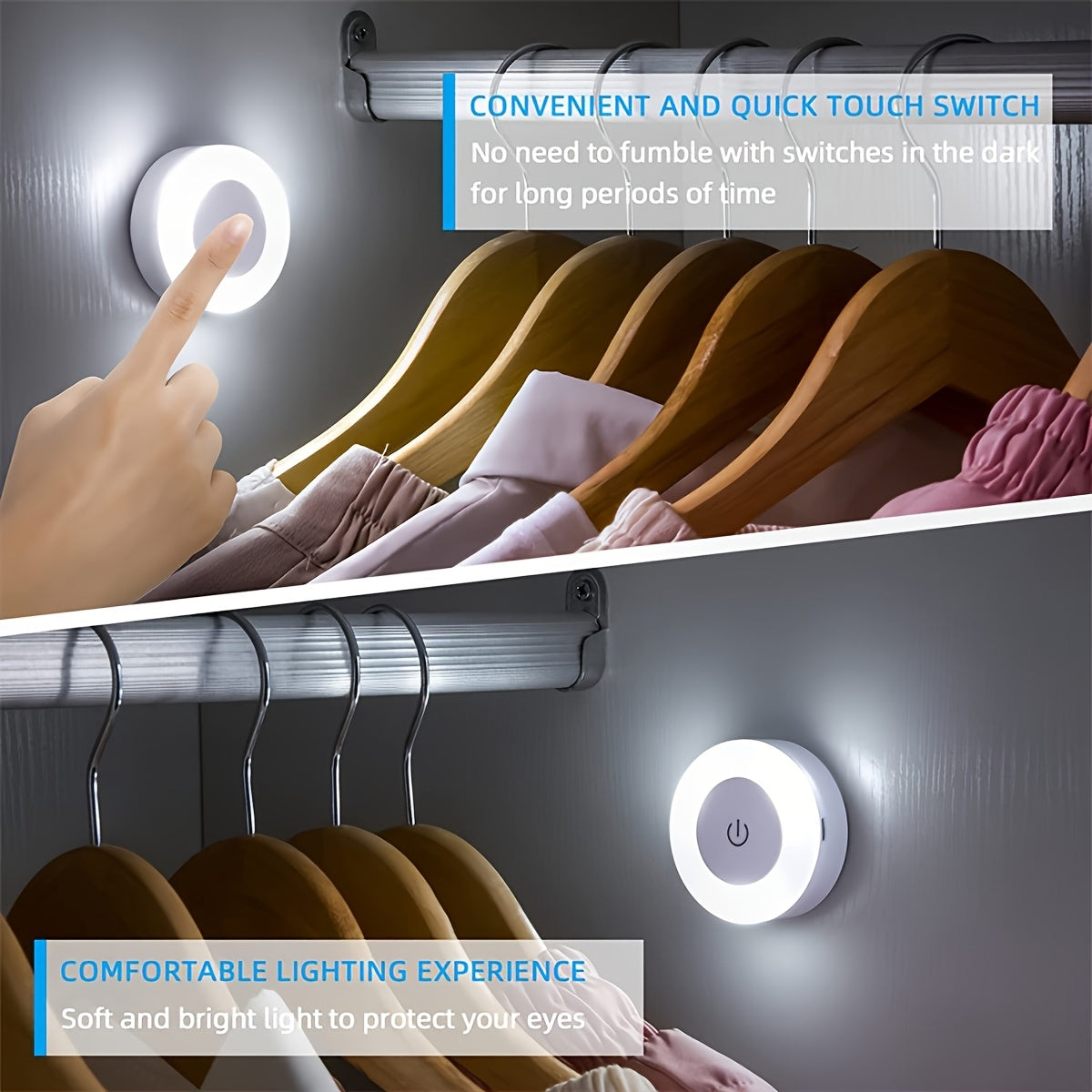 A Touch-Sensitive LED Night Light, Suitable for Bedroom Decoration, Adjustable Brightness, Ideal for Corridors, Bedrooms, Bathrooms, Living Rooms, And Closets (Warm Light/Cool Light).