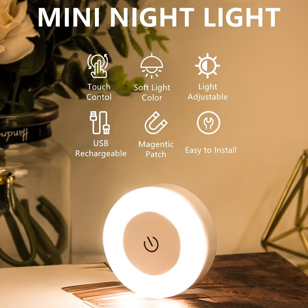 A Touch-Sensitive LED Night Light, Suitable for Bedroom Decoration, Adjustable Brightness, Ideal for Corridors, Bedrooms, Bathrooms, Living Rooms, And Closets (Warm Light/Cool Light).